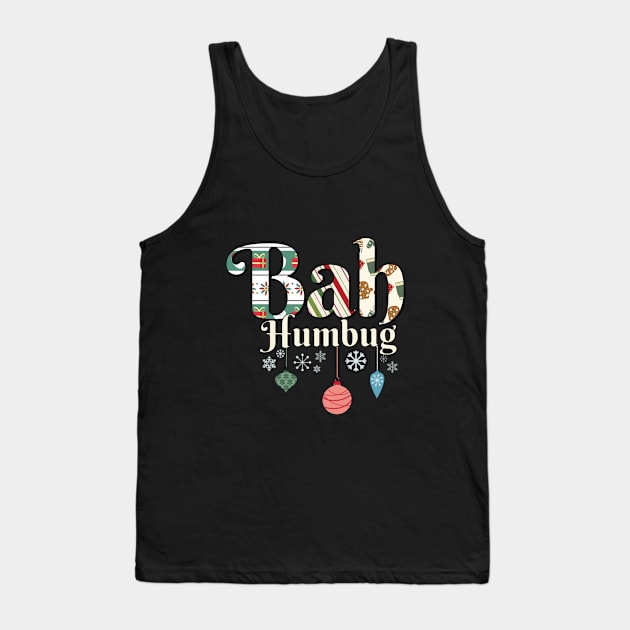 Christmas Bah Humbug with Ornaments and Snowflakes Tank Top by IslandGirl Co.